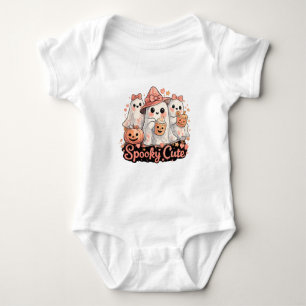 Rosa Gruseliger Süßer Halloween-Geister & Kürbis Baby Strampler