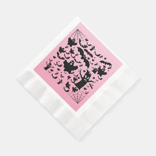 Rosa gruseliges Geisterwald-Design Serviette (Ecke)