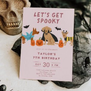 Rosa gruseliges Kostüm Hunde Halloween Geburtstag Einladung