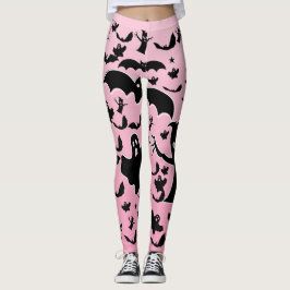 Rosa Gruselwald-Musterkunst mit Geistern Leggings