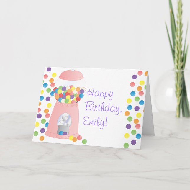 Rosa Gumball-Maschine Karte (Vorderseite)