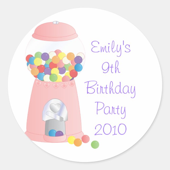 Rosa Gumball-Maschine Runder Aufkleber (Vorderseite)