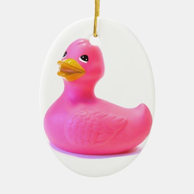 Rosa Gummi Duck Keramikornament (Vorne)