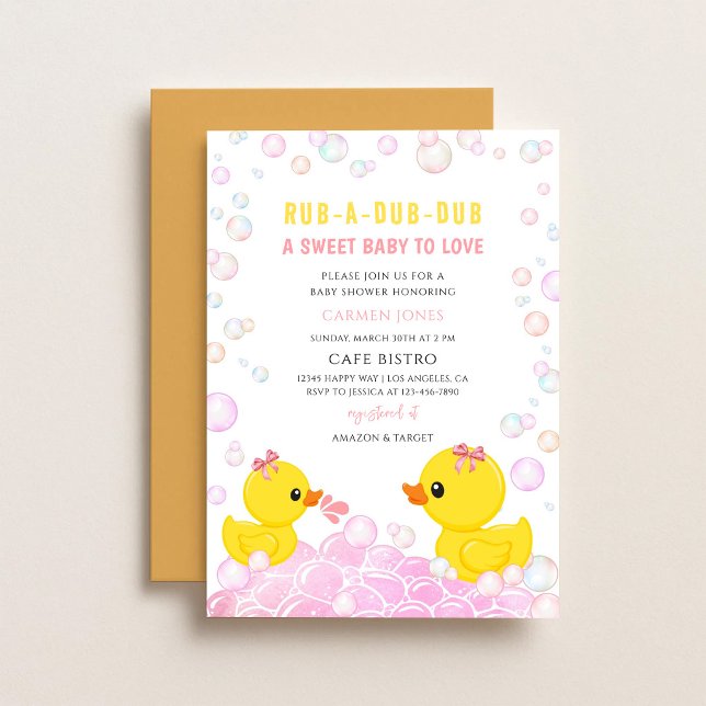 Rosa Gummiente Baby Shower Einladung (Von Creator hochgeladen)