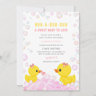 Rosa Gummiente Baby Shower Einladung