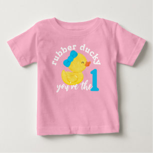 Rosa Gummiente Du bist der/die Einzige Erster Gebu Baby T-shirt