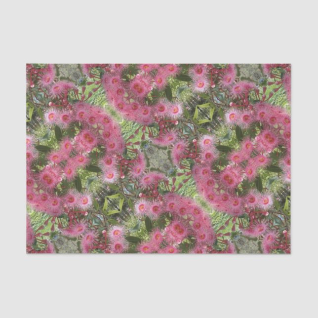 Rosa Gumnut Eukalyptus-Blumen-australischer Seidenpapier (Vorderseite)