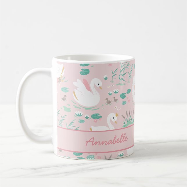 Rosa, gürtnisch niedliche Schwan, elegant und blüh Kaffeetasse (Links)