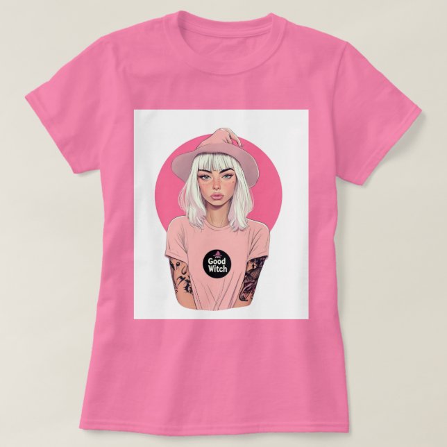 Rosa Gute Hexe T-Shirt (Design vorne)