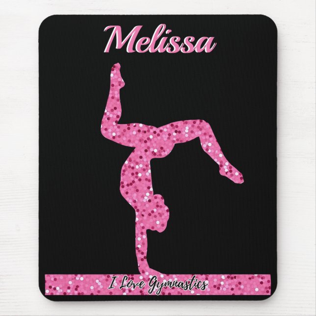 Rosa Gymnastik Girl Sparkle Balancebar Mousepad (Vorne)