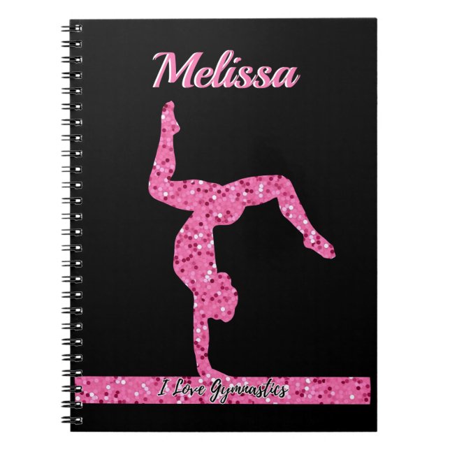 Rosa Gymnastik Girl Sparkle Balancebar Notizblock (Vorderseite)