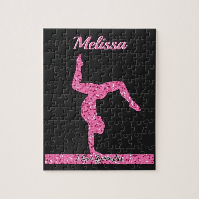 Rosa Gymnastik Girl Sparkle Balancebar Puzzle (Vertikal)
