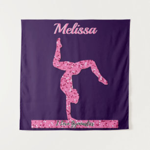 Rosa Gymnastik Girl Sparkle Balancebar Wandteppich