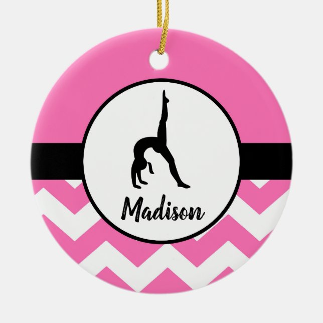 Rosa Gymnastik-Verzierung Keramik Ornament (Vorne)
