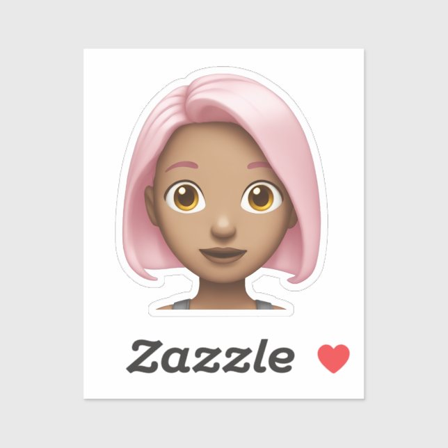 Rosa-Haar Avatar Emoji Aufkleber (Blatt)