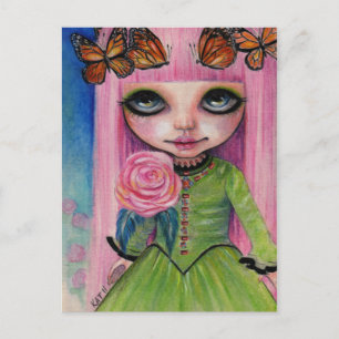 Rosa haarige Rose Blythe Puppenkunst Postkarte