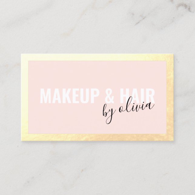 Rosa Haarstylistin und Makeup Artist Gold Frame Bu Visitenkarte (Vorderseite)