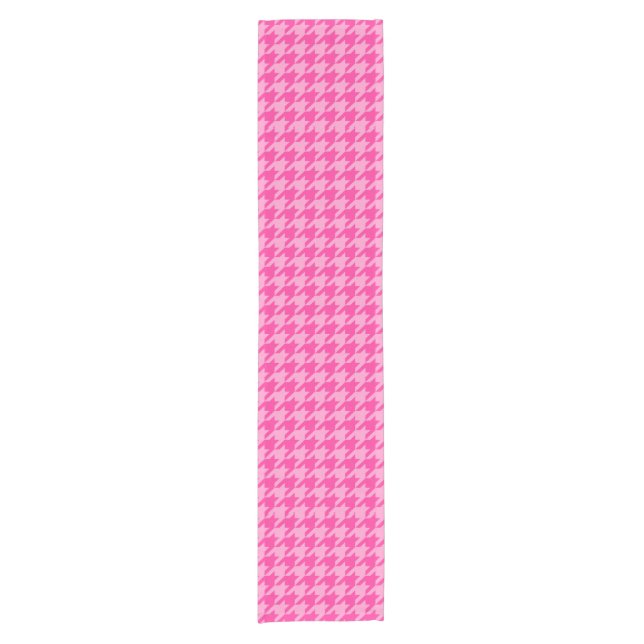 Rosa Hahnentrittmuster Karierter Karo Kurzer Tischläufer (Vorderseite)