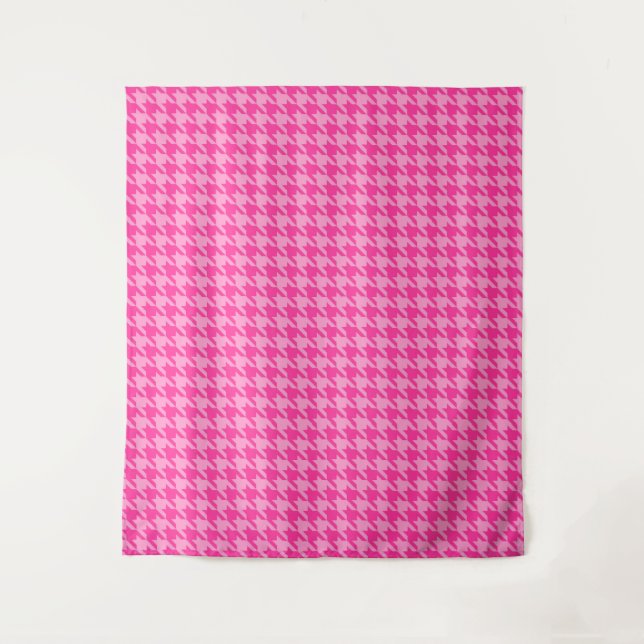 Rosa Hahnentrittmuster Karierter Karo Wandteppich (Vorderseite)