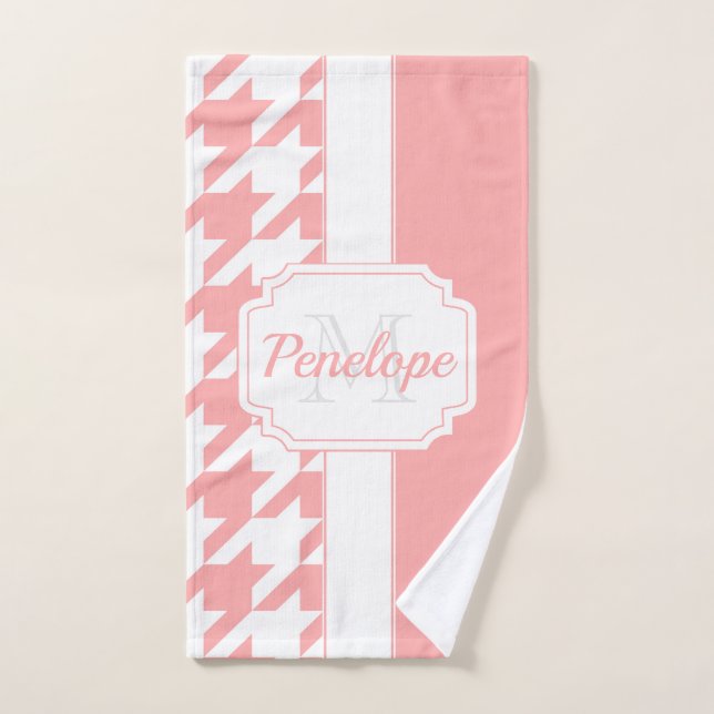 rosa Hahnentrittmuster Muster Badhandtuch Set (Handtuch)