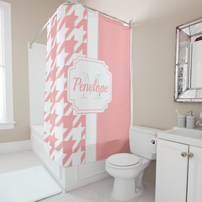 rosa Hahnentrittmuster Muster Duschvorhang (Beispiel)