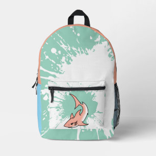 rosa Haifisch-Woche Cartoon-Tattoo-Kunst Ozean-Tie Bedruckter Rucksack