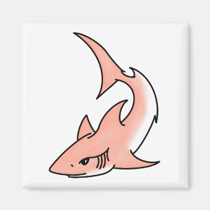 rosa Haifisch-Woche Cartoon-Tattoo-Kunst Ozean-Tie Magnet