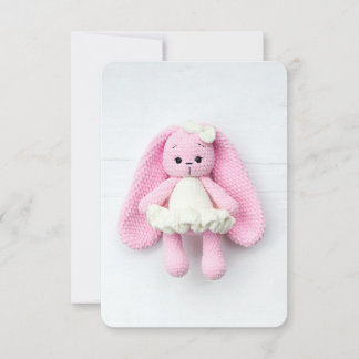 Rosa Häkeln Bunny Minimalistische Fotografie Mitteilungskarte