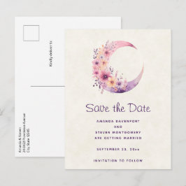 Rosa Halbmond mit Hübschen Blume Hochzeit Ankündigungspostkarte