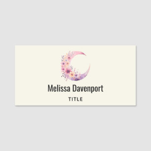 Rosa Halbmond mit Hübschen Blume Namensschild