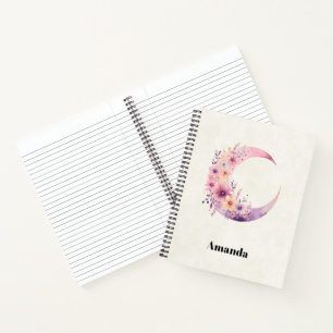 Rosa Halbmond mit Hübschen Blume Notizbuch