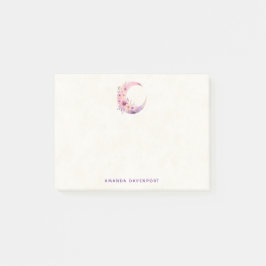 Rosa Halbmond mit Hübschen Blume Post-it Klebezettel