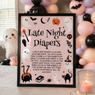 Rosa Halloween-Baby-Party Mädchen Späte Nacht Wind Poster