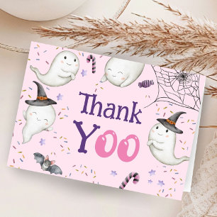 Rosa Halloween-Baby-Shower-Karte zum Falten - Dank Dankeskarte