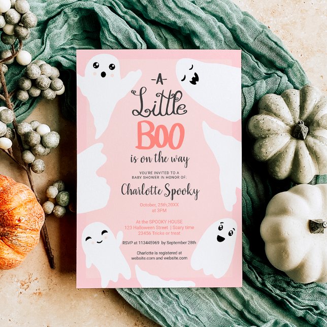 Rosa Halloween-Babydusche Einladung (Pink Halloween little boo ghosts baby shower Invitation)