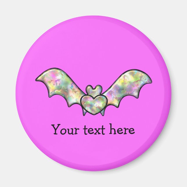 Rosa Halloween-Bat und Herz Magnet (Vorne)