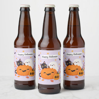 rosa Halloween Bierflaschenetikett