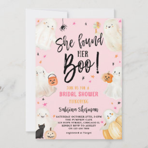 Rosa Halloween Brautparty, das sie ihren Boo gefun Einladung