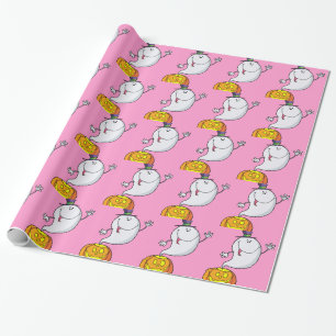 Rosa Halloween Cartoon Girls Geschenkpapier