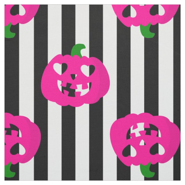 rosa Halloween-Herz-Kürbis gestreift Stoff (Muster)