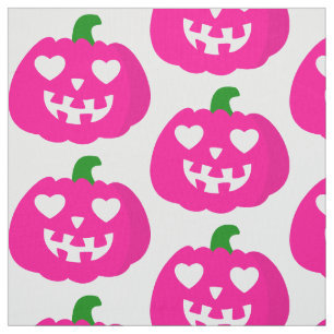 rosa Halloween-Herz-Kürbis-Jack-o-Lantern Stoff