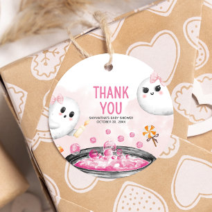Rosa Halloween ist eine Girl Baby Dusche Runde Geschenkanhänger