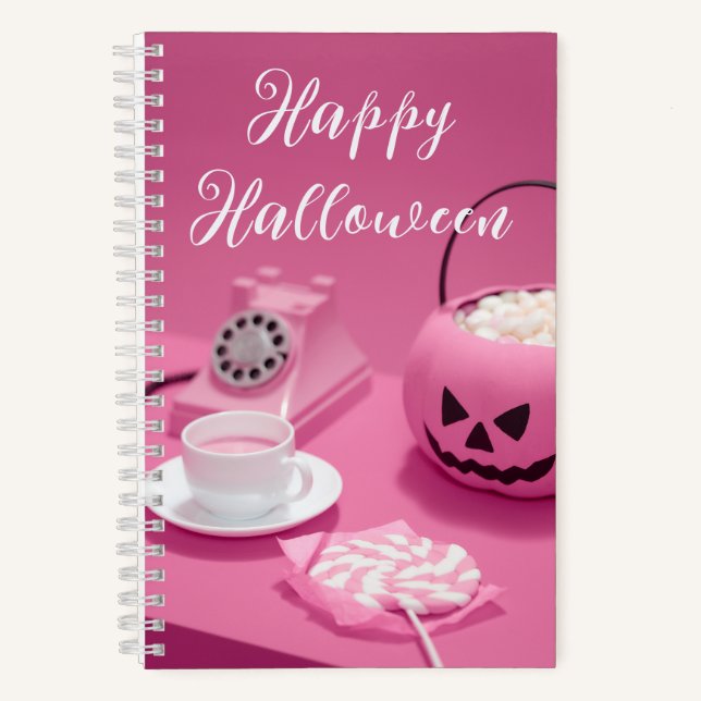 Rosa Halloween Jack Notizbuch (Vorderseite)