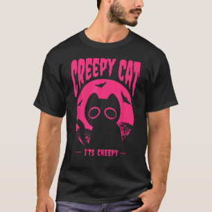 Rosa Halloween-Katze Fledermäuse T-Shirt