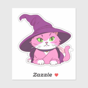 Rosa Halloween-Katzenjacke, niedliche Dekoration Aufkleber