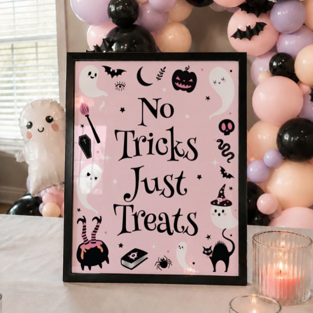 Rosa Halloween Kinderdusche ohne Tricks nur Lecker Poster (Von Creator hochgeladen)