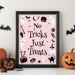 Rosa Halloween Kinderdusche ohne Tricks nur Lecker Poster