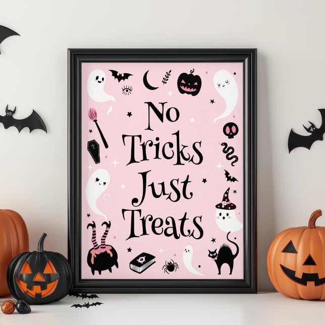 Rosa Halloween Kinderdusche ohne Tricks nur Lecker Poster (Von Creator hochgeladen)
