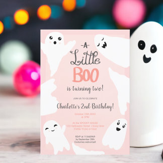 Rosa Halloween kleines Gespenst Kind 2. Geburtstag Einladung