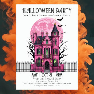 Rosa Halloween-Kostümparty-Einladung für das Spukh Einladung